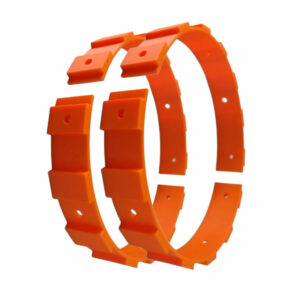 Get ultimate mower grip with Green Gripper Traction Trackers. These bright orange, two-piece wrap-around treads install easily to conquer thick turf and hills.